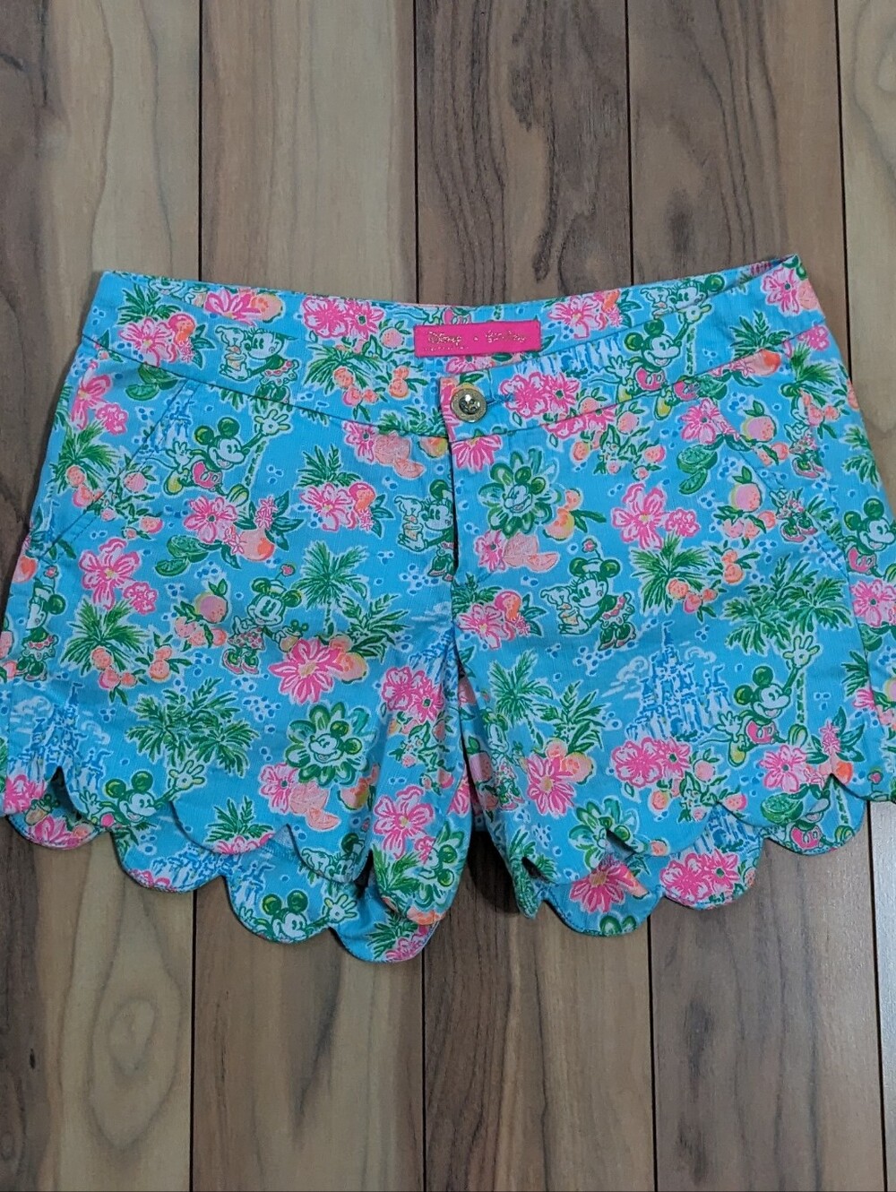 EUC! Lilly Pulitzer X Disney Buttercup Shorts Blue Ibiza Lilly Loves Disney Sz 2